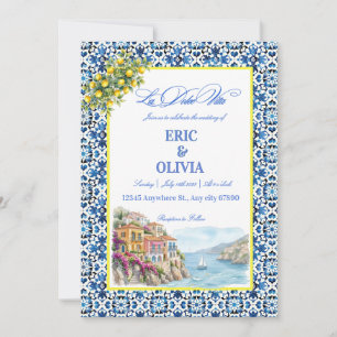 Convites Azulejo Azul Italiano Limão da Costa Amalfitana