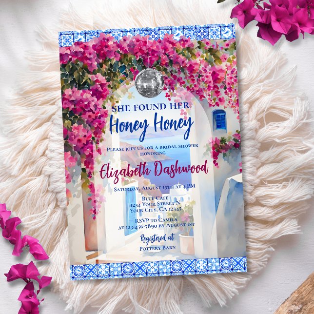 Convites Azulejo Azul Mamma Mia Chá de panela (Criador carregado)