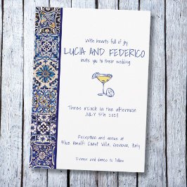 Convites Azulejo azul mediterrânico italiano Dolce Vita