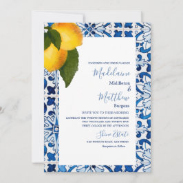 Convites Azulejo de Limão Azul Casamento Chic Stylish