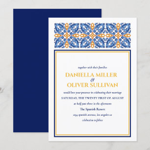 Convites Azulejo espanhol  Casamento mediterrânico azul