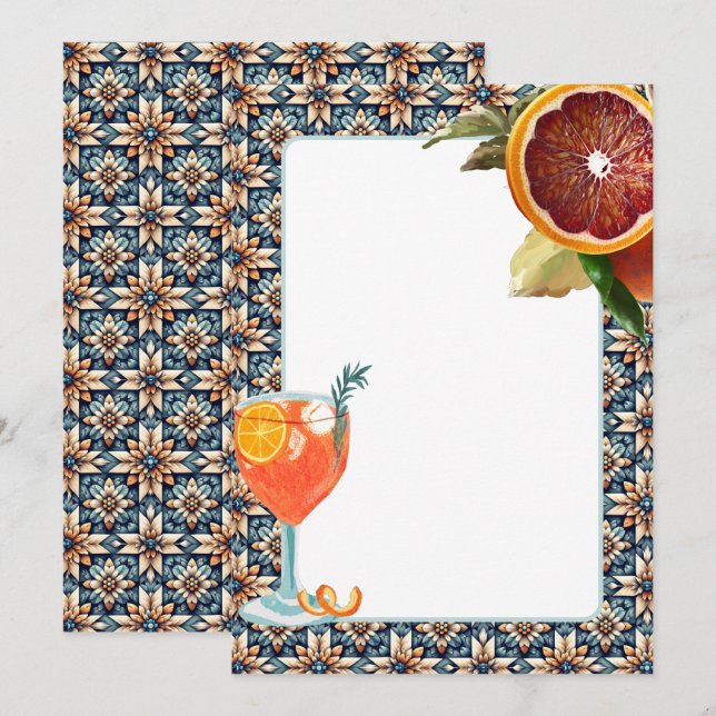 Convites Azulejo Juicy Orange Spritz Vazio Card Para O Desi (Frente/Verso)