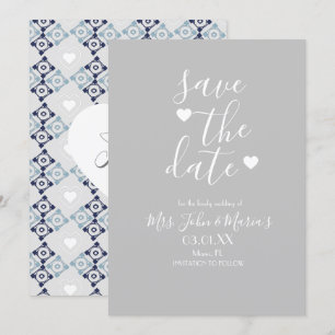 Convites Azulejo mediterrânico moderno com coração Salva