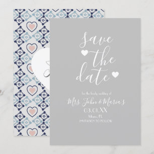 Convites Azulejo mediterrânico moderno com coração Salva