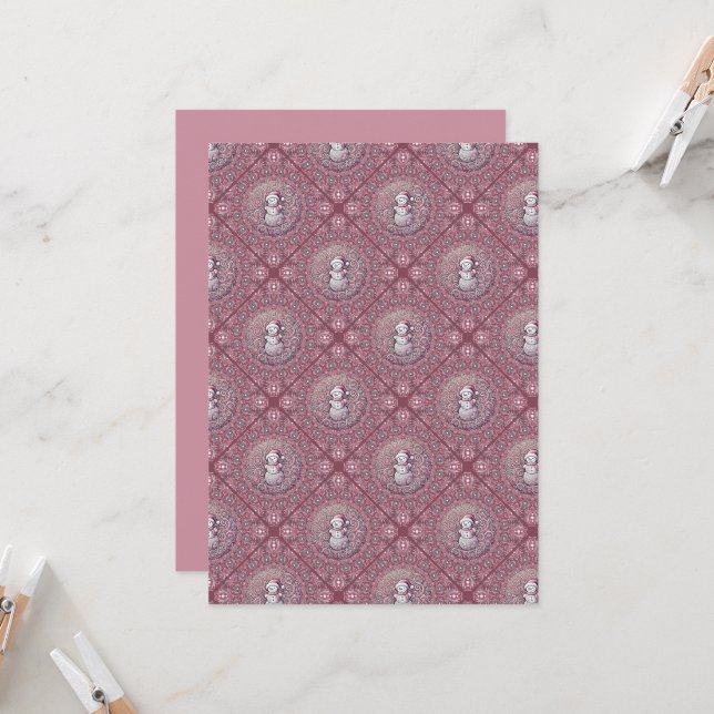 Convites Azulejo Quimísico Imprimível Rosa Snowman Mandala  (Frente/Verso In Situ)