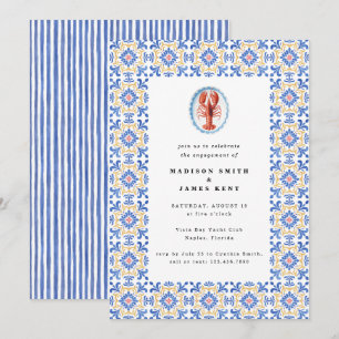 Convites Azulejos Amalfi de Lagosta Náutica Festa de noivad