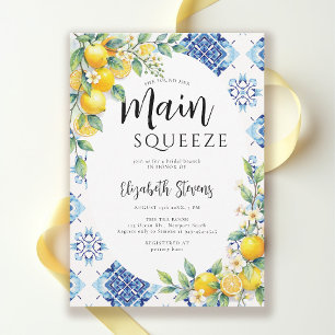 Convites Azulejos Azuis com Limão Main Squeeze Chá de Bebê 