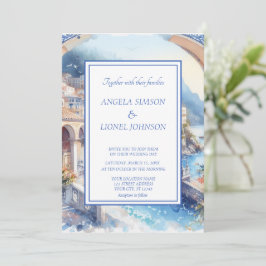 Convites Azulejos Azuis da Costa Amalfitana Itália Foto Per