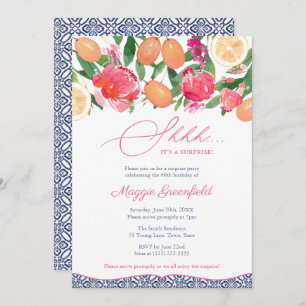 Convites Azulejos Azuis de Citrus Festa de aniversário Surp