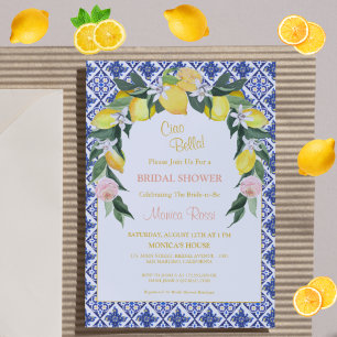 Convites Azulejos Azuis de Citrus Italianos Chá de panela d