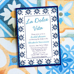 Convites Azulejos Azuis Italianos Chuveiro de Noiva La Dolc