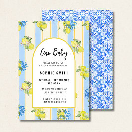 Convites Azulejos azuis italianos, Ciao Baby, Lemons