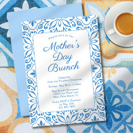 Convites Azulejos Azuis Italianos Elegantes para o Brunch d