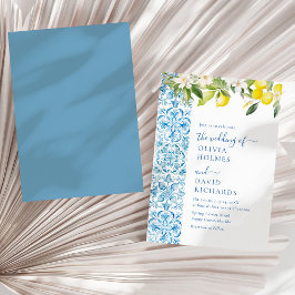 Convites Azulejos Azuis Modernos do Mediterrâneo e Casament