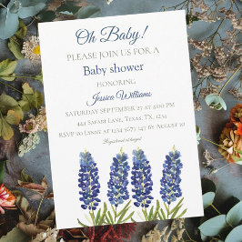 Convites Azulejos Azul Floral Aquarela Texas Menino
