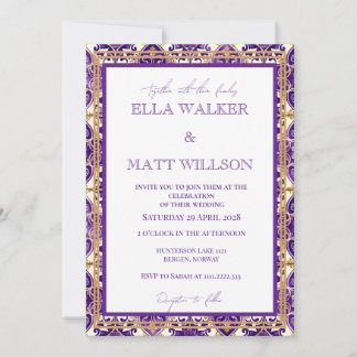 Convites Azulejos de Casamento de Primavera Roxo Inspirados
