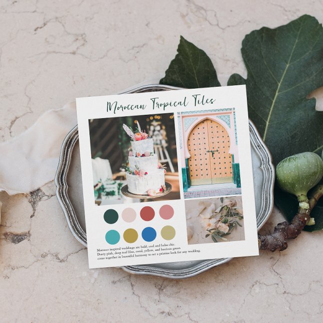 Convites Azulejos Florais | Paleta de Cores Tropicais Marro (Criador carregado)