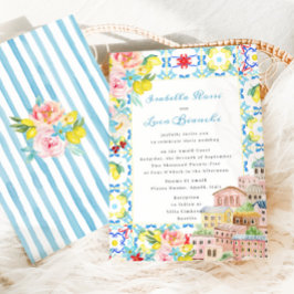 Convites Azulejos italianos Amalfi Mediterrâneo Casamento