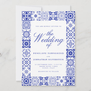 Convites Azulejos Italianos Casamento Azul Branco