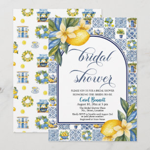 Convites Azulejos Italianos Tema Limão Chá de panela de Ver