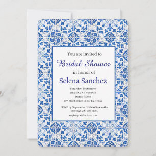Convites Azulejos Portugueses - Chá de panela Floral de Aqu