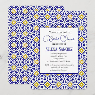 Convites Azulejos Portugueses - Chá de panela Floral de Aqu