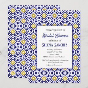Convites Azulejos Portugueses - Chá de panela Floral de Aqu