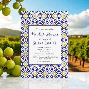 Convites Azulejos portugueses Chuveiro Nupcial Floral Aquar