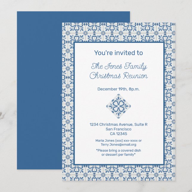 Convites Azulejos portugueses Holly deixa quadro (Frente/Verso)