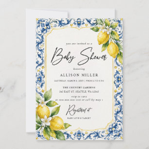 Convites Azulejos Sicilianos Amarelo Limão Baby Shower