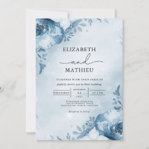 Convites Azure Frost Bloom Wedding