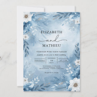 Convites Azure Frost Floral Wedding