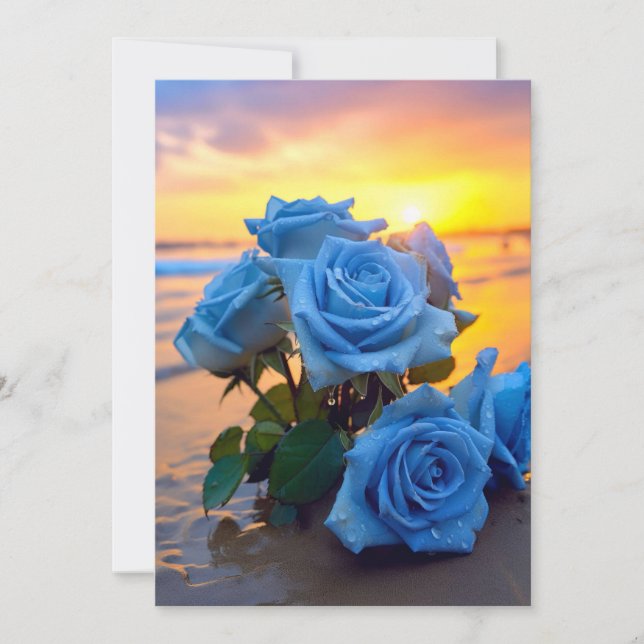 Convites Azure Romance: Rosas Sunset Casados Invita (Frente)
