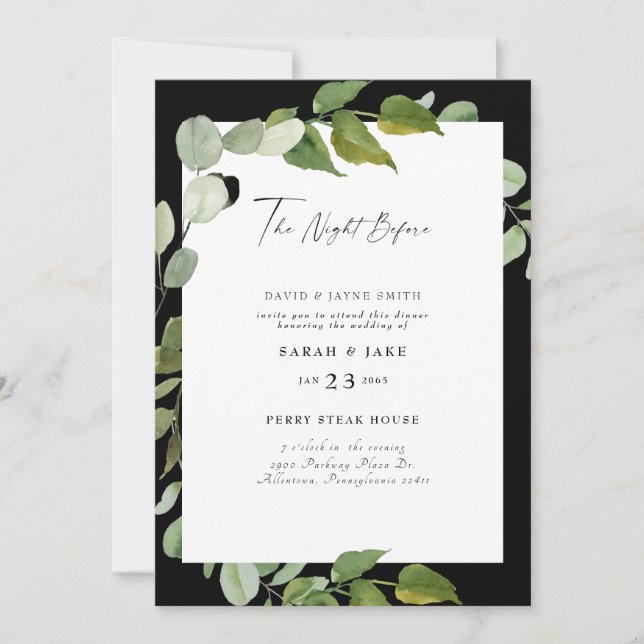 Convites B/W Cores Aquáticas Cultivadas Na Noite Anterior (Frente)