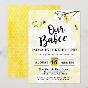 Convites Ba-Bee Honeycomb primeiro aniversario de Abelhas