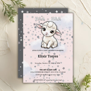Convites Baa-baa Um Pequeno Chá de fraldas De Estrelas De L