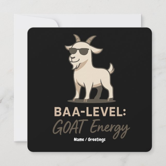 Convites  Baa-Level: GOAT Energy Funny Cool Goat Pun (Frente)