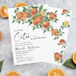 Convites Bab de Aquarela Elegante Citrus Orange