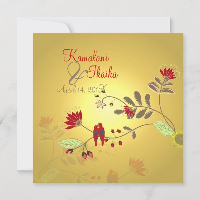 Convites Babados Parrots no ramo Ali'i (Frente)