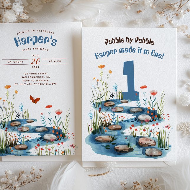 Convites Babbling Brook Primeiro Aniversário (Criador carregado)