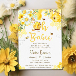 Convites Babee Bees Floral Gênero Chá de fraldas Neutro