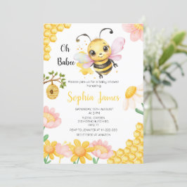 Convites Babee Honey Bee Girl Chá de fraldas