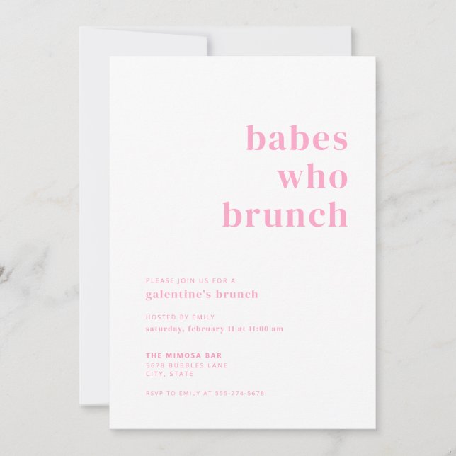 Convites Babes Que Brunch Galentines Invite (Frente)