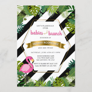 Convites Babies e Brunch Baby Brunch Flamingo Chá de fralda