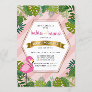 Convites Babies e Brunch Baby Brunch Flamingo Chá de fralda