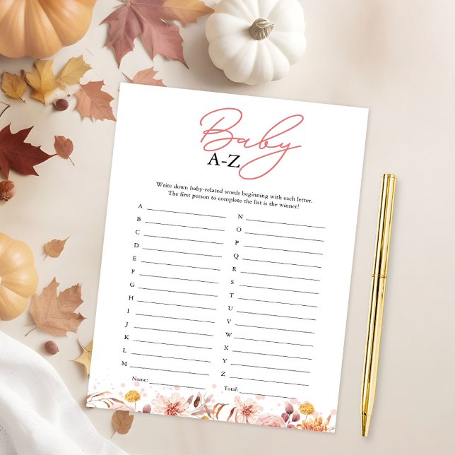 Convites Baby A-Z Game Fall Chá de fraldas (Criador carregado)