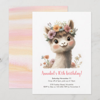 Convites Baby Alpaca Girls Aniversário