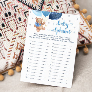 Convites Baby Alphabet ABC Game Chá de fraldas Teddy Bear C