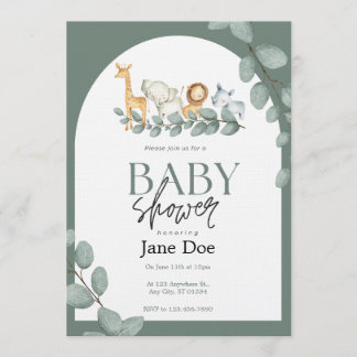 Convites Baby Animal Baby Shower Invitation
