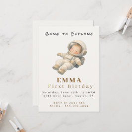 Convites Baby Astronaut First Birthday Flat Invitation Card
